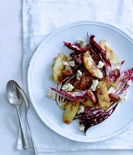 Warm radicchio, kipfler, pancetta and cacciotta salad