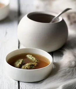 Chicken broth with bone marrow dumplings