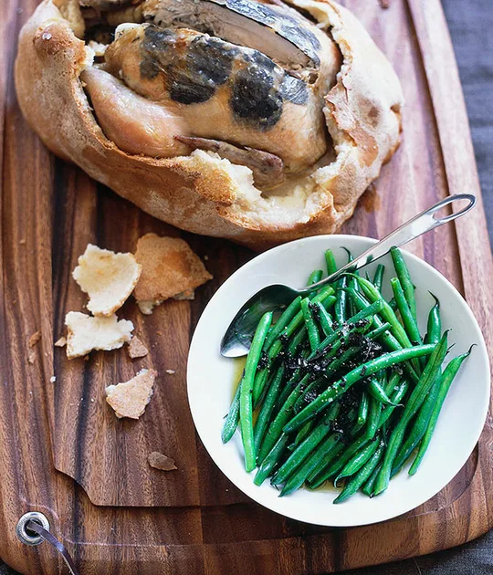 Salt-Baked Truffled Chicken with Salad Recipe