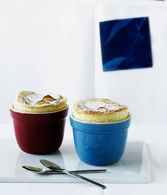 Caramelised apple and Calvados souffles | Gourmet Traveller