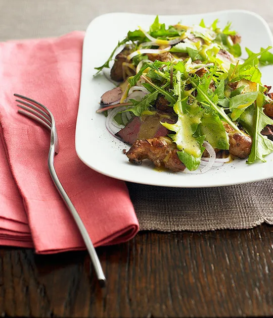 Duck Liver, Jerusalem Artichoke and Dandelion Salad