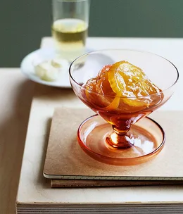 Glazed apples with Calvados crème fraîche