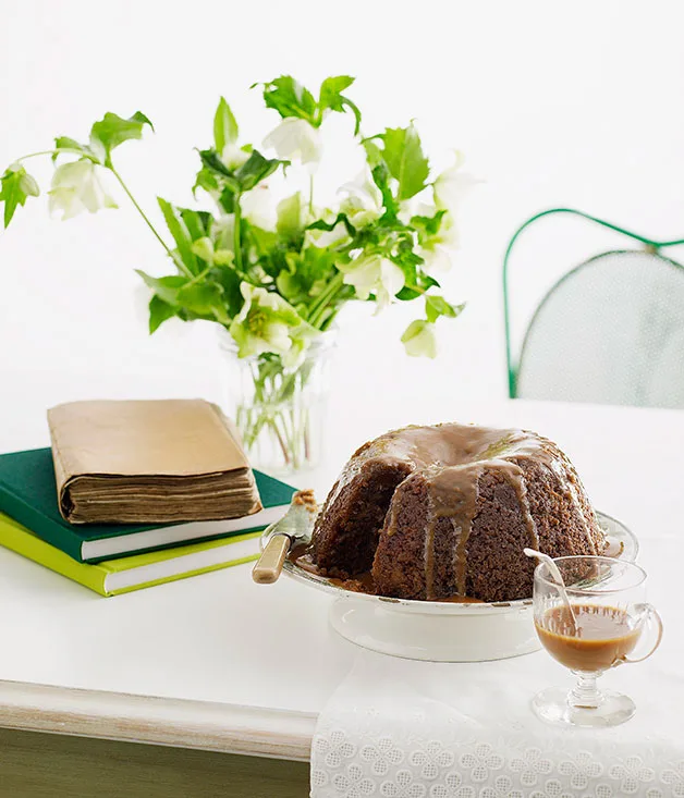 Gingerbread pudding with butterscotch sauce