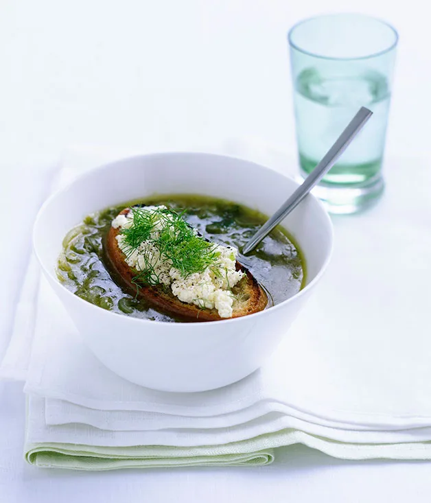 Bean and fennel soup with ricotta toasts