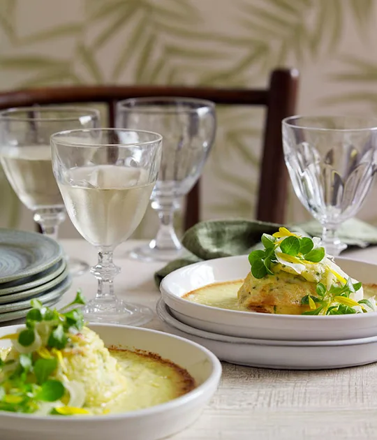 Twice-Baked Goat's Cheese Soufflé with Fennel Salad