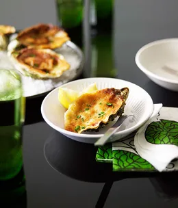 Oysters baked with horseradish and parmesan