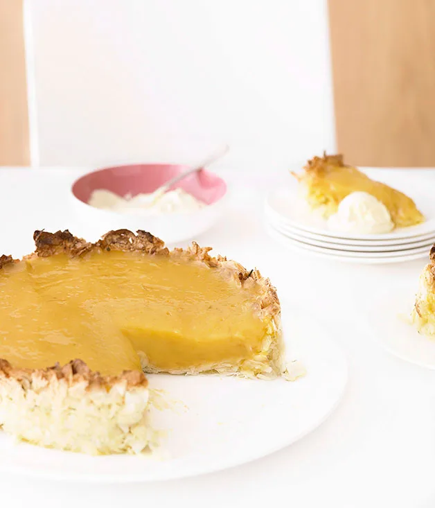 Kaffir lime and coconut tart