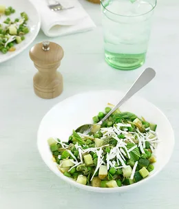 Zucchini, asparagus, peas and ricotta salata salad