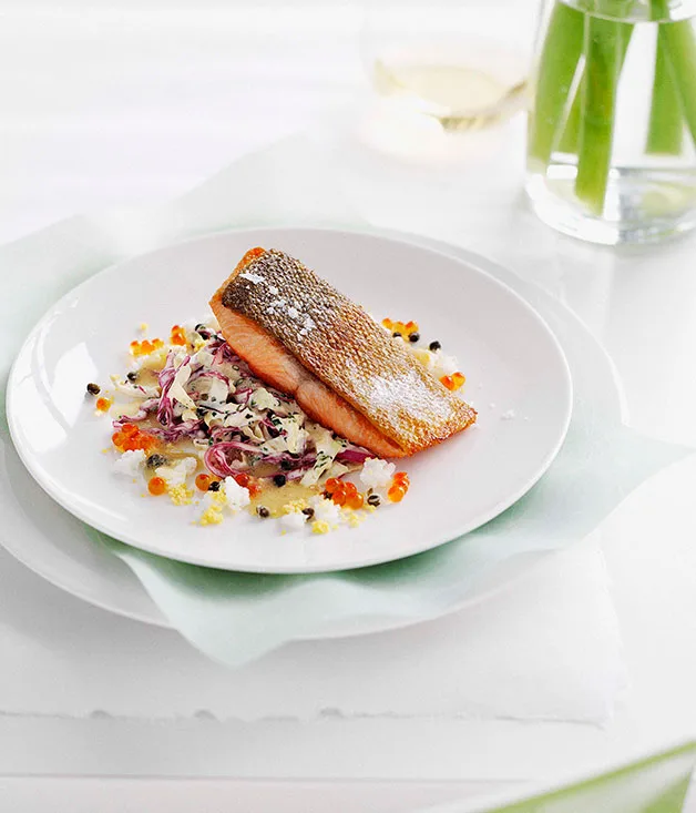 Pan-fried ocean trout with cabbage remoulade