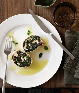 Rotolo of beetroot leaves and ricotta