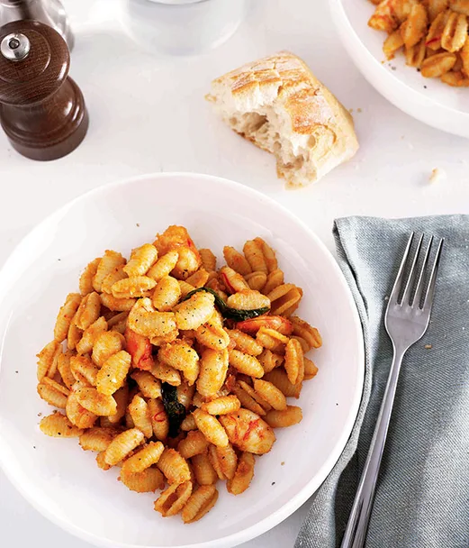 Malloreddus with prawns and smoked bottarga