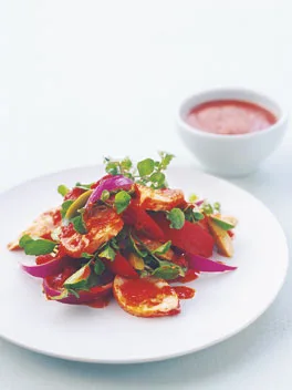 Fish and lobster salad with tomato-cumin dressing
