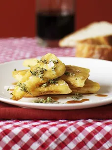 Fried provolone with red wine vinegar