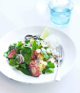 Grilled beef and eggplant salad