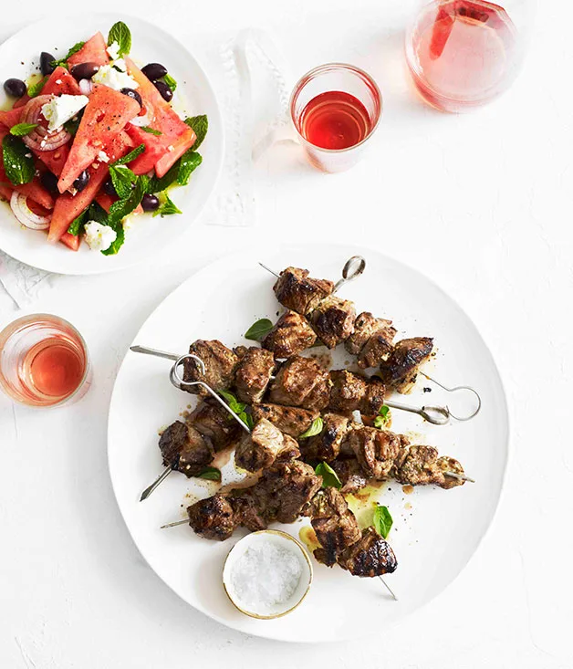 Smashed garlic and oregano lamb with watermelon salad