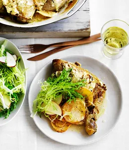 Chicken with swede, cider and crème fraîche