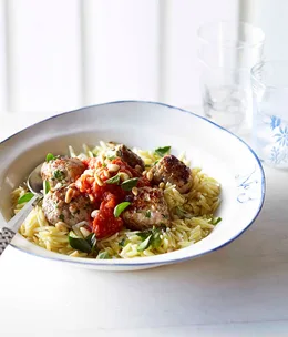 Orzo with pork meatballs