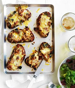 Provolone and eggplant toasts