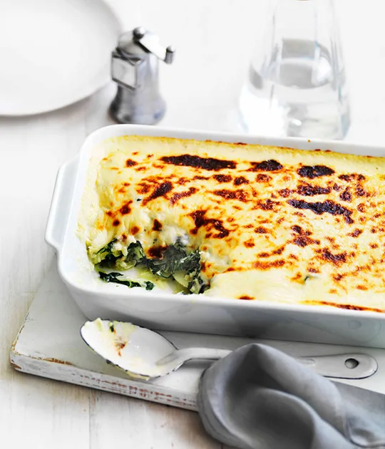 Wilted Greens & Potato with Cheese Sauce | Gourmet Traveller