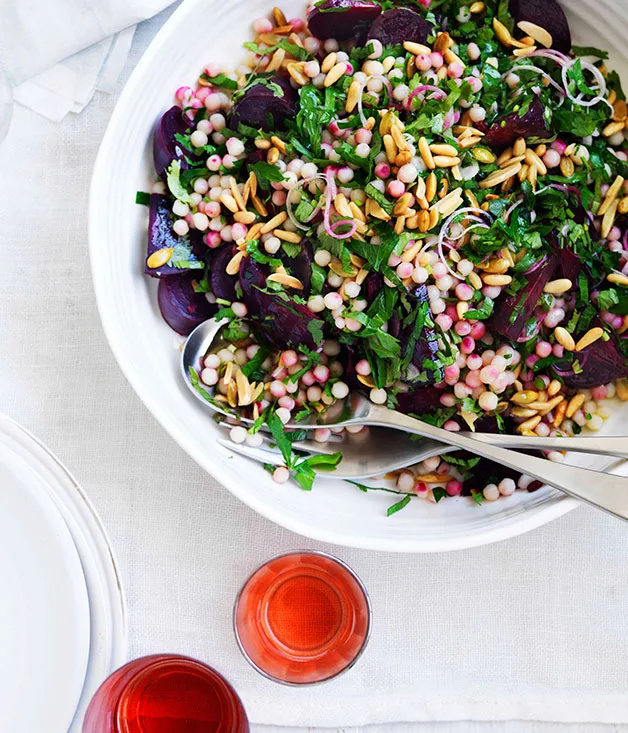 Middle Eastern-inspired beetroot and moghrabieh salad