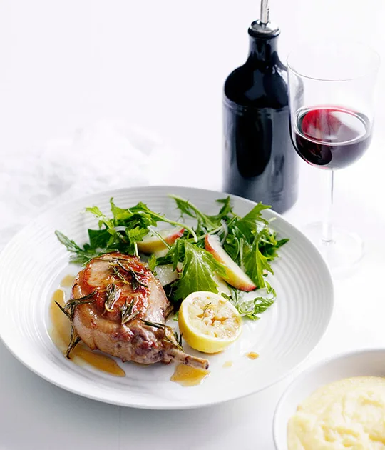 Pork chops with lard, honey and rosemary | Gourmet Traveller
