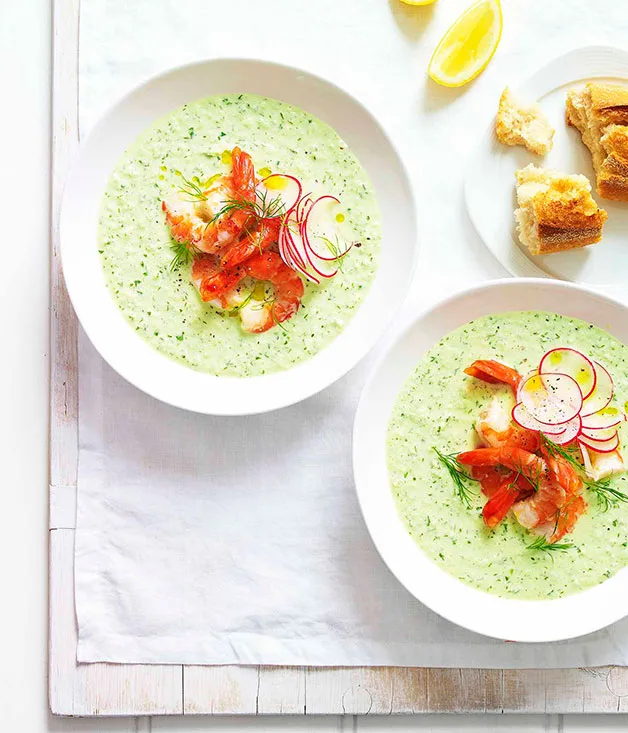 Tarator with radish and tiger prawns