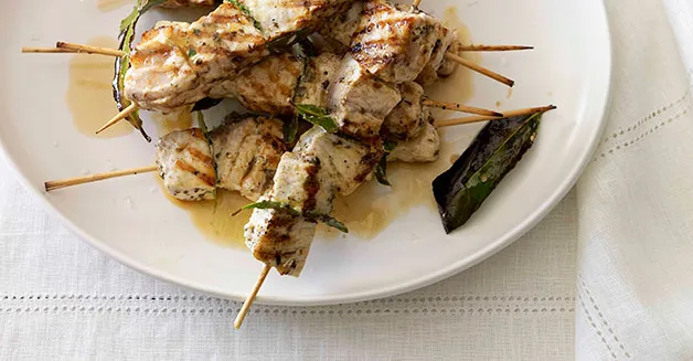 Swordfish Souvlaki with Lemon &amp; Herb Pilaf Recipe