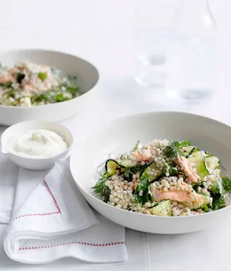Toasted buckwheat and smoked trout salad