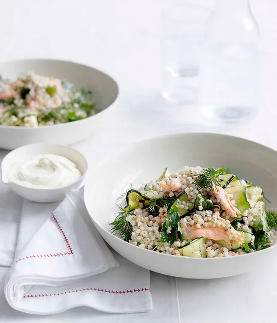 Toasted buckwheat and smoked trout salad | Gourmet Traveller