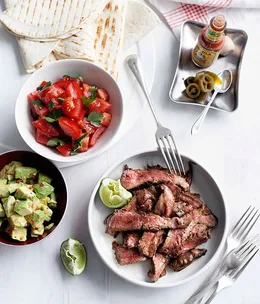 Lime and chilli skirt steak fajitas