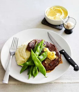 Scotch fillet with mash and rosemary butter