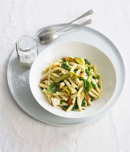Zucchini flower, lemon and ricotta strozzapreti