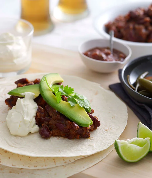 Chorizo and kidney bean burritos