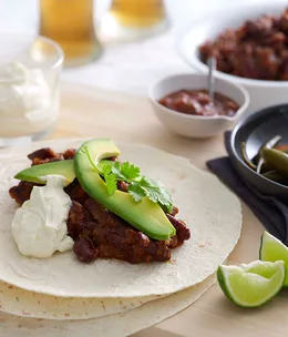 Chorizo and kidney bean burritos