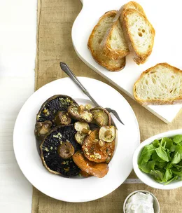 Roast mushrooms with goat’s curd