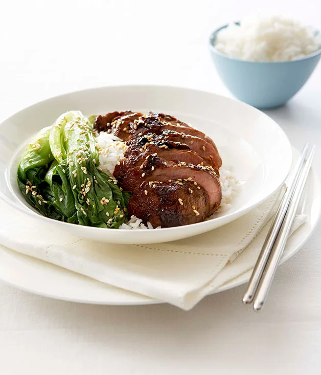 Ginger and soy pork with baby bok choy