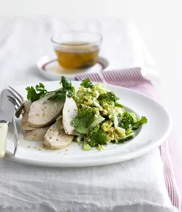 White-cooked chicken with ginger-sesame Chinese cabbage salad