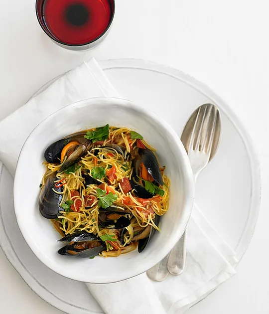 Mussel and chorizo fideuá | Gourmet Traveller