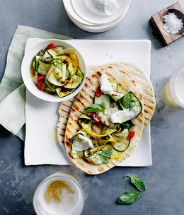 Char-grilled zucchini and mozzarella piadine