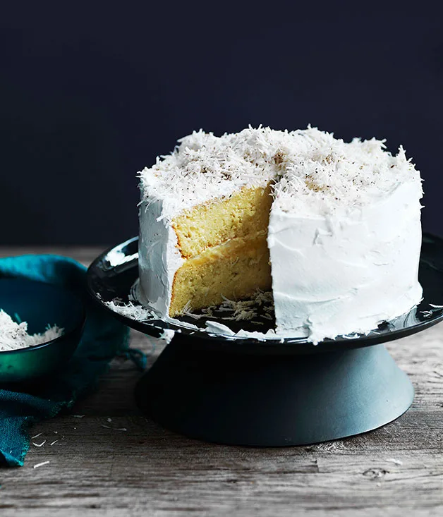 Coconut cake with lime curd