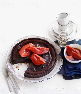 Chocolate and quince tart