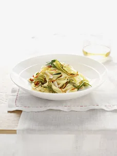 Zucchini flower and crab linguine