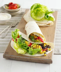 Sweetcorn and black bean burritos
