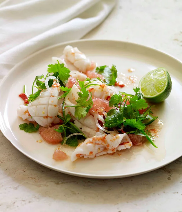 Calamari, pomelo and chilli salad