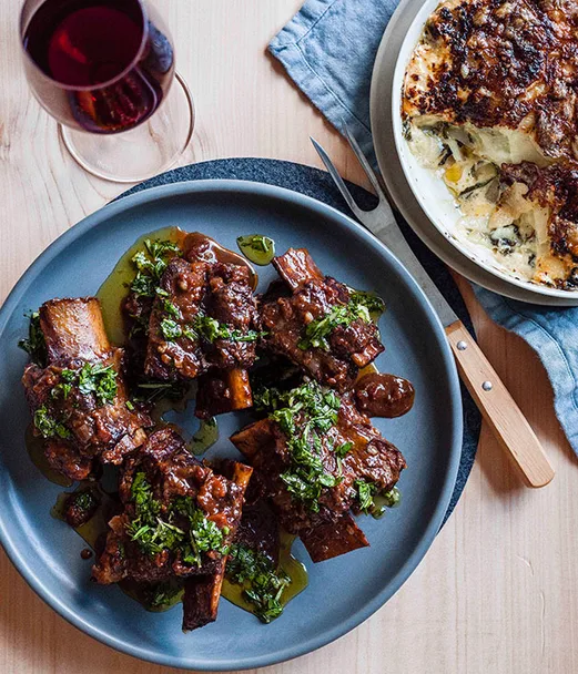 Braised short ribs with gratin