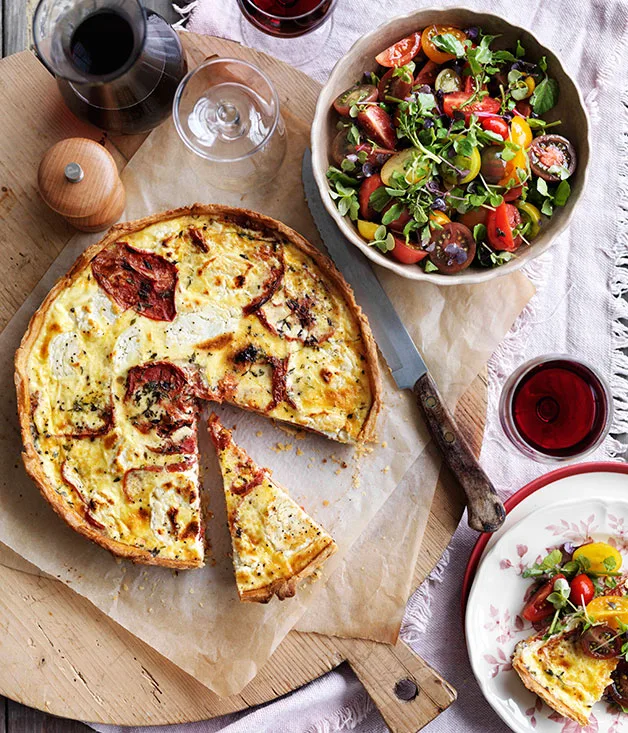 Roast heirloom tomato and goat’s curd tart