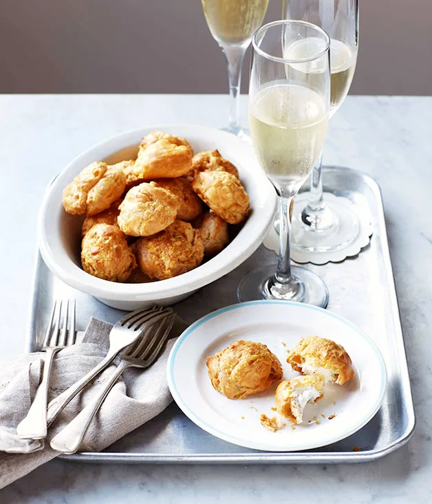 Thyme and Gruyère gougères with whipped goat’s curd