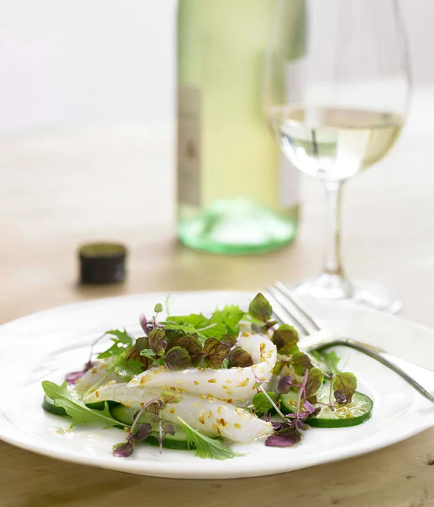 King George whiting and cucumber salad