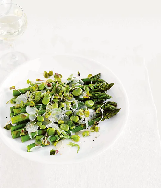 Asparagus & Broad Bean Salad with Spring Onion Vinaigrette