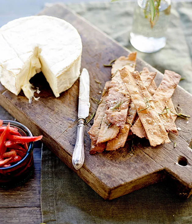 Triple-cream cheese with olive oil, chestnut and rosemary biscuits